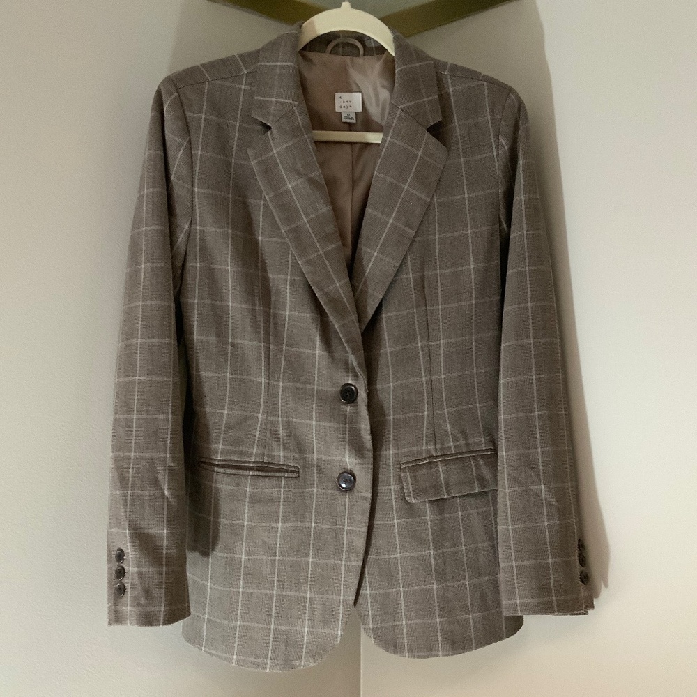 A New Day Brown Plaid Blazer 10 Officecore Cottagecore Fall Electic Grandpa